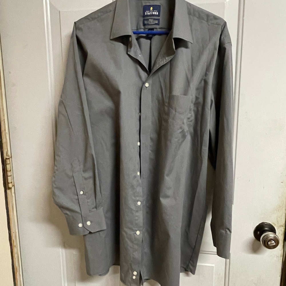 Stafford Charcoal Dress Shirt for Men 17-17.5 neck XL